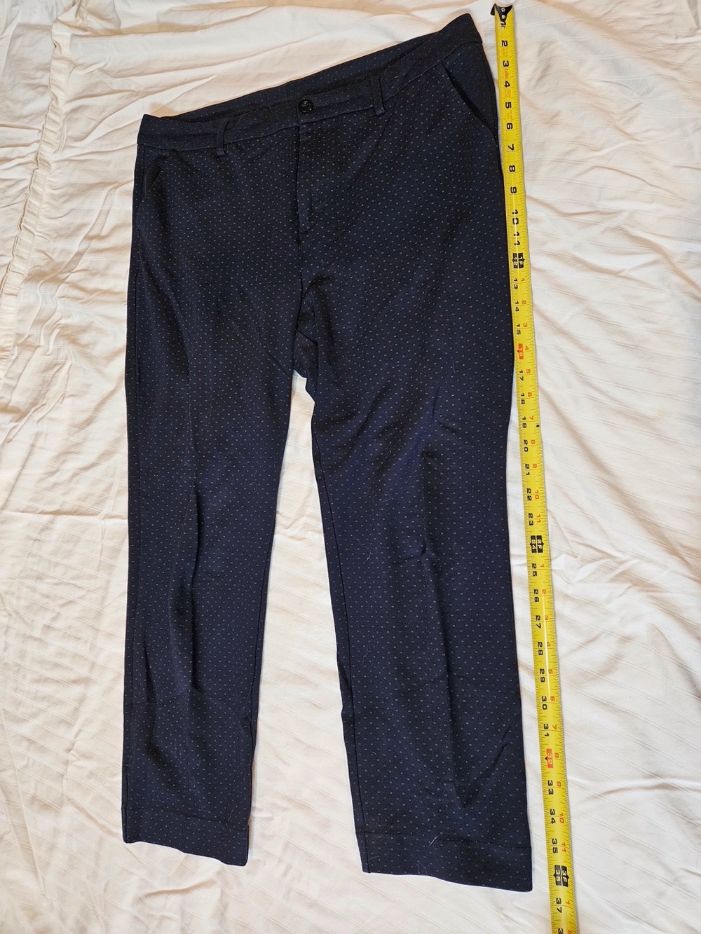 Navy Micro-Print Dress Pants - Classic Tailored Fit